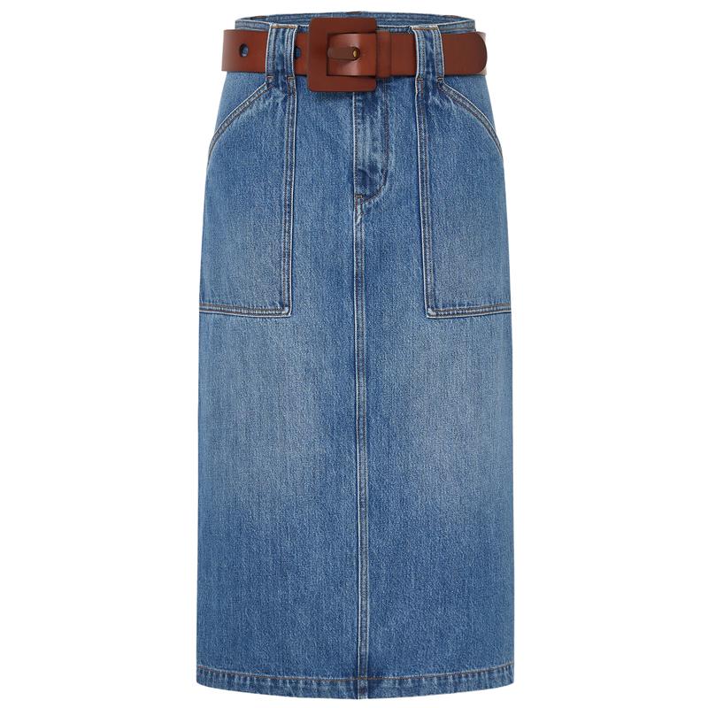 

Edition x SEA Co-branded Washed Denim A-line Midi Skirt M