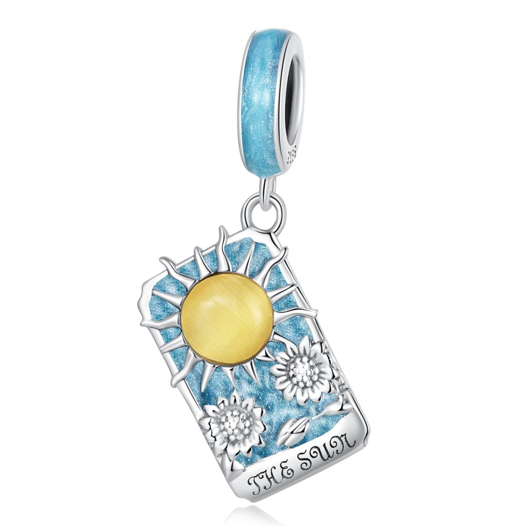 Sun Tarot Card Charm 925 Silver Bracelet Pendant