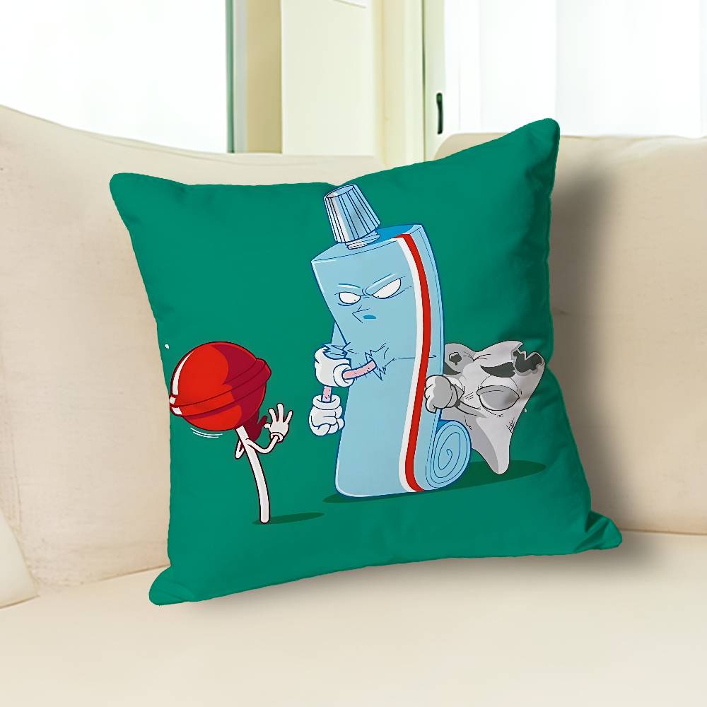 Dental Protect Tooth Cartoon Anime Celebrity Merchandise All-Match Printed Pillow Case Sofa Car Office Room Decoration Protector