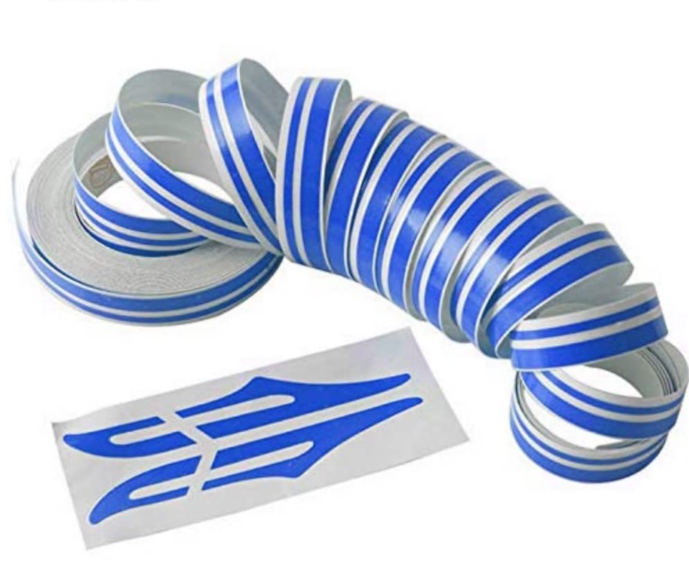 

12mm Pinstripe Pinstripe Tape Decal Vinyl Car Sticker Steamline White Gold Silver Double Line Motorcycle Car Styling Accessories - Blue Approx. 12mm x 9.80m синій