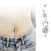 Fashionable Surgical Steel Belly Ring with Heart and Swirl Motif and Blue Crystals