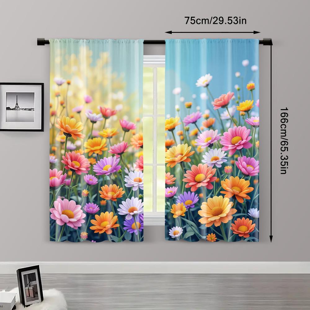 2 stuks   Modieuze Gordijnen Kleine regenboogbloemen in de tuin 100% Polyester (zonder stang) Buitendecoraties Perfect voor