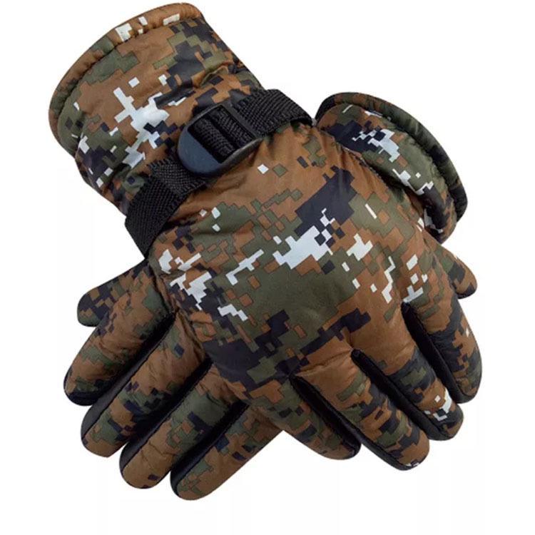 Camouflage Winter-Fahrradhandschuhe für Herren - Verdickt, Warm, Wasserdicht, Mit Samt
