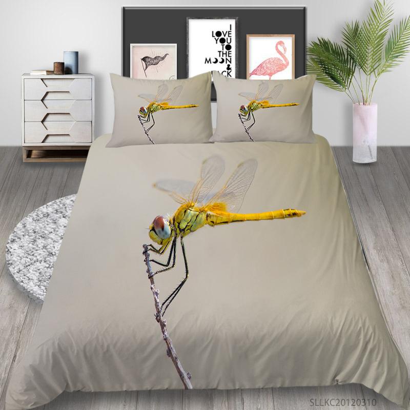 Vânzare caldă imprimare cu libelule, textile pentru acasă, așternut, costum, insecte, nou moda, microfibră, lavabilă, huse de pilotă