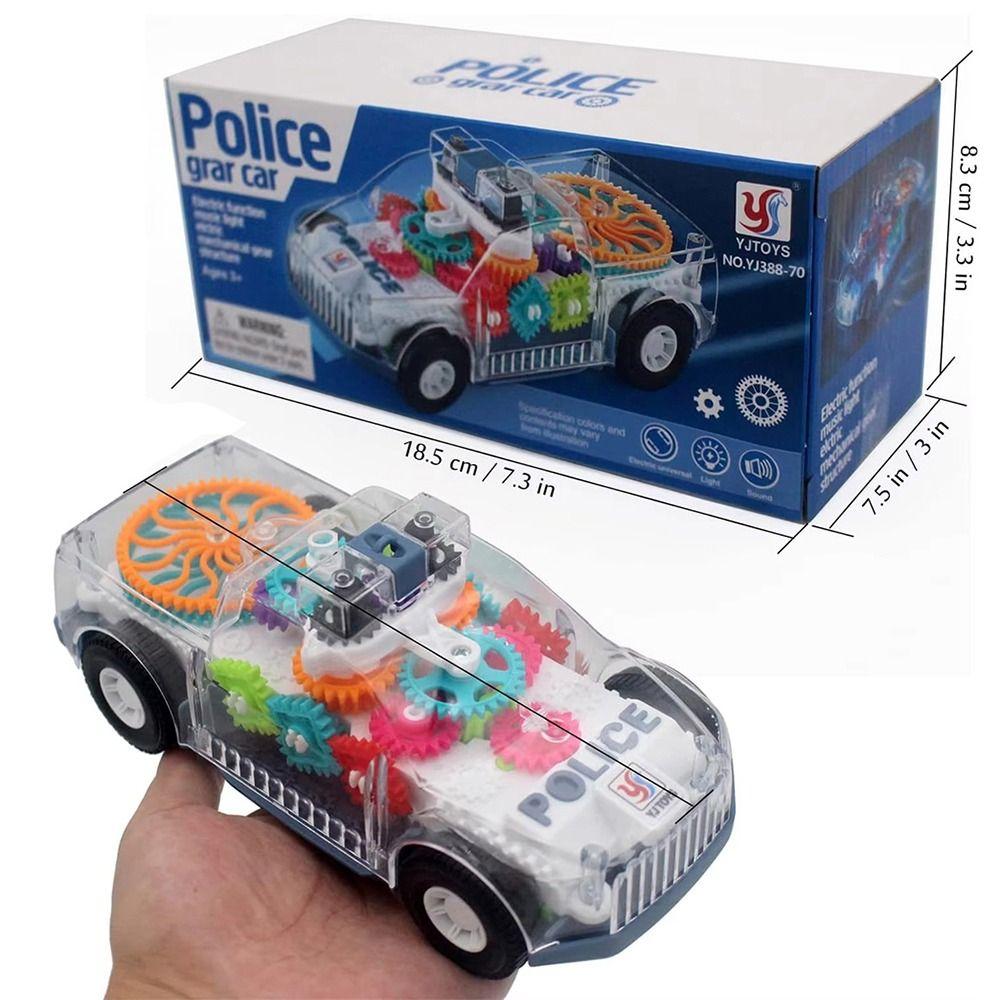 1Pcs Spinning Gears Police Car Toy LED Lights Music Car Model Durable Light Up Toy Car  for Kids