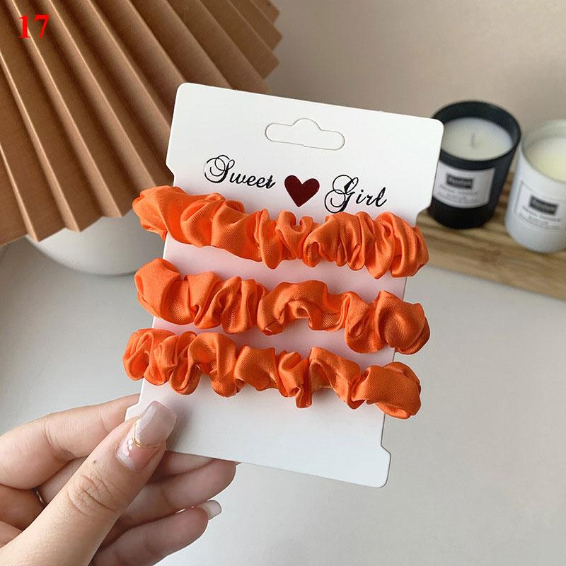 3 Stück/Set Satin Scrunchies Einfarbig Haarseil Koreanischer Pferdeschwanzhalter Haargummis Kopfschmuck Weiches Elastisches Haarband Haaraccessoires