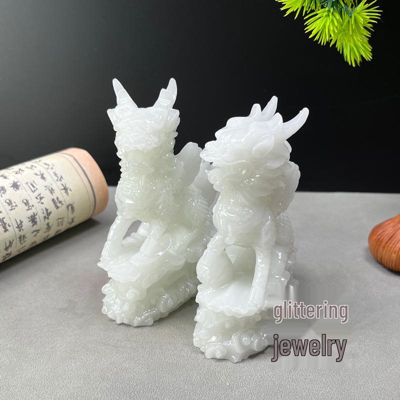 Luminous Jade Qilin: Blessings & Wealth Feng Shui Desk Ornament