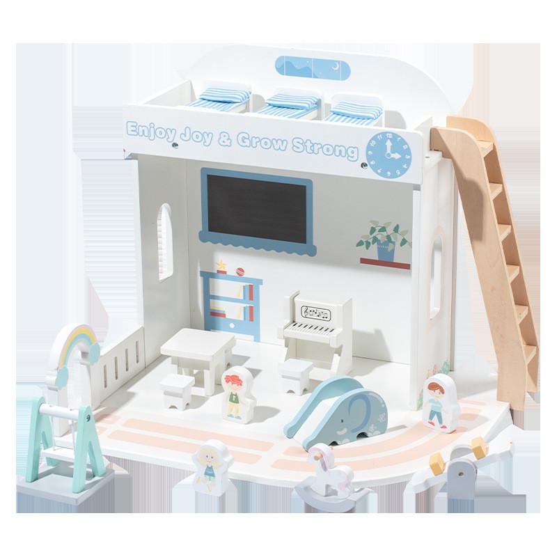 Wooden Children Toy Playground Scene Interactive Elements Hand Coordination Eye