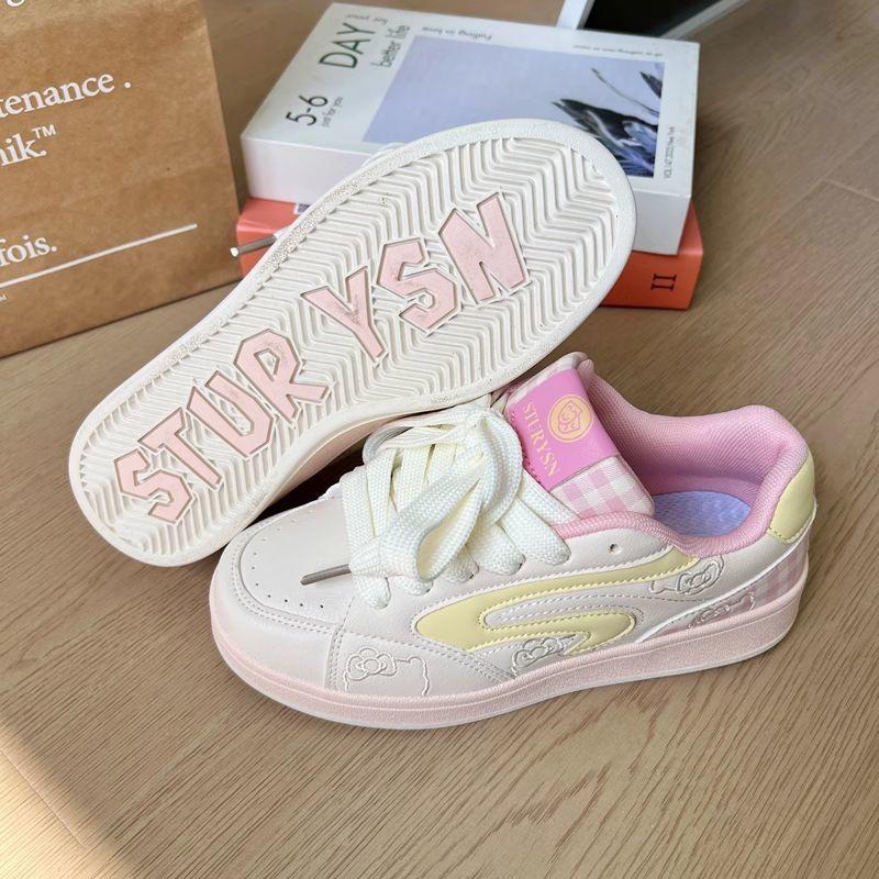 Pink Platform White Shoes Women's Summer New Board Shoes Versatile Casual Bread Shoes