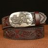 High Guality Men's Cowhide Belt Retro Automatic Buckle Leather Belt Pant Belt