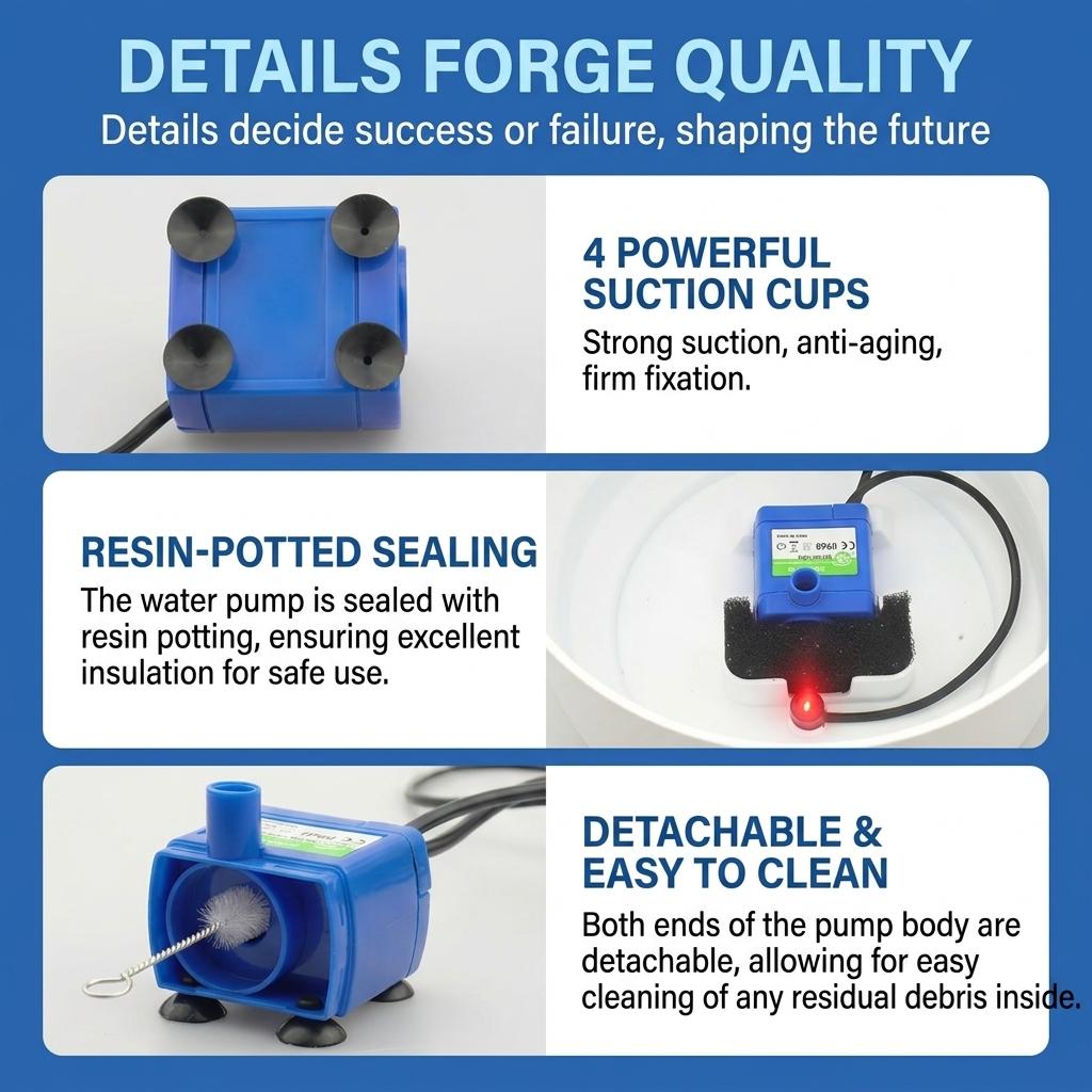 JSD USB DC5V Pet Fountain Pump with Dry Burn Protection and Silent Operation for Cat and Dog Drinking
