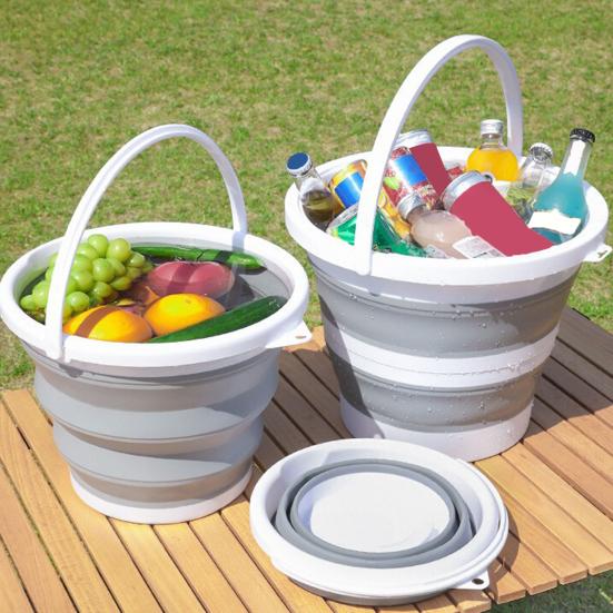 10L Foldable Water Bucket with Handle Portable Lightweight Multifunctional Outdoor Camping Fishing Car Washing Collapsible Water Storage Pail