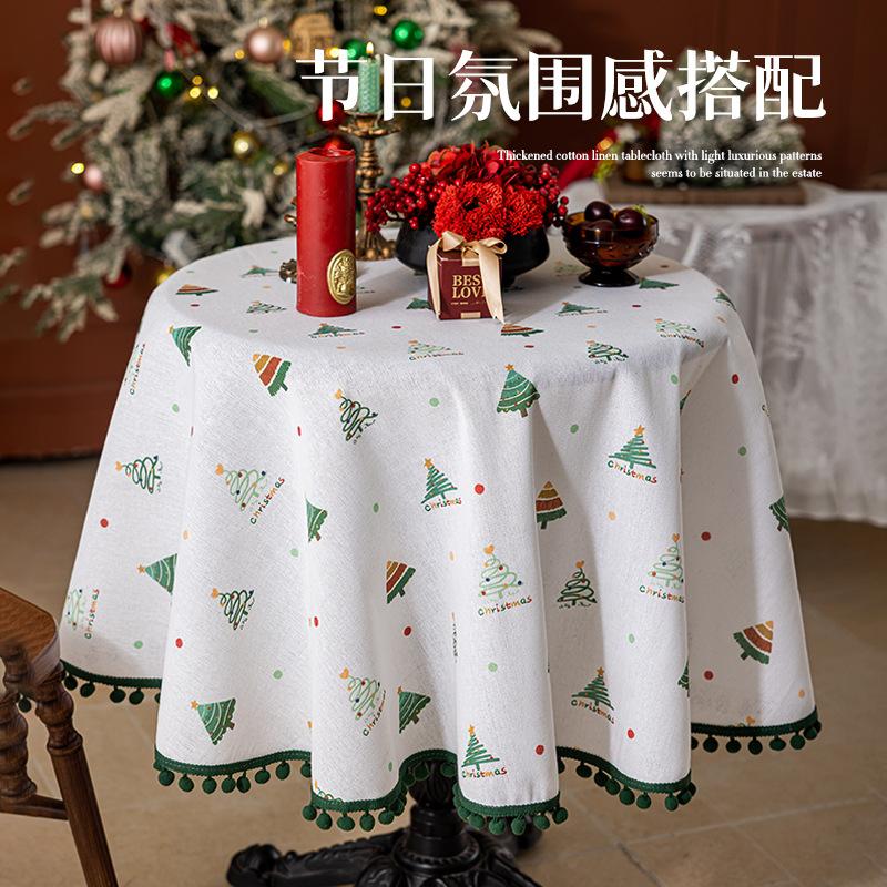 High-end tablecloth household round table rectangular table festive atmosphere Christmas party tablecloth