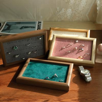 Jewelry Trays Velvet 30 Slot Rings Display Tray Large Capacity Finger Ring Stud Earrings Cufflink Storage Rack Organizer