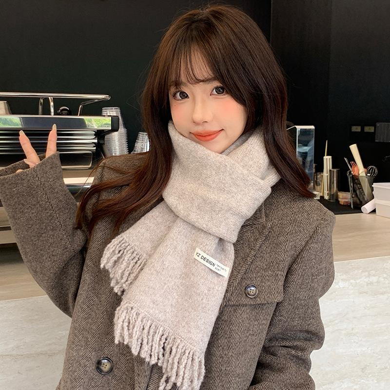 Scarf Women's New High End Warm and Thickened Soft Knitted Scarf Winter Ancora Red Student Versatile