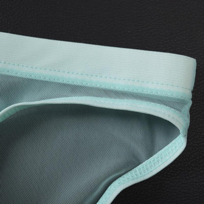Men Soft Underwear Mesh Transparent Panties Low Rise Briefs See Through Breathable Sexy