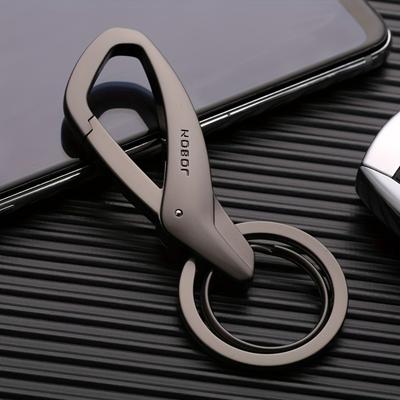 Elegant Zinc Alloy Keyring - Stylish Double Ring Design, Durable Metal Keychain for Men and Women, Black Polished Surface