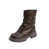 Maillard Brown Boots Women's Short Boots 2025 New Autumn and Winter Trouser Boots Western Platform Martin Boots Women's Versatile