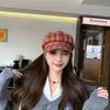 Korean New Hat Women's Autumn and Winter Plaid Octagonal Hat Fashionable Temperament Newsboy Hat Versatile Casual Peaked Hat