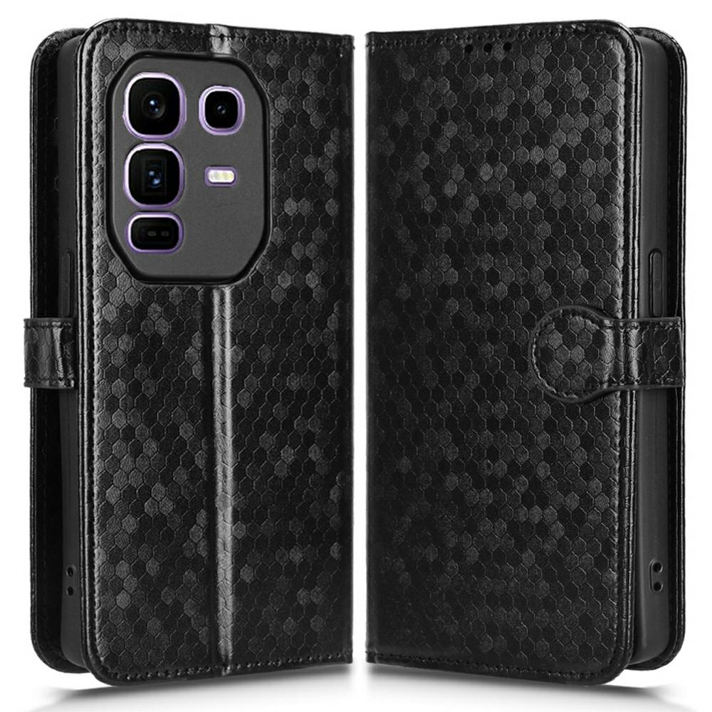 

Для Infinix Note 50 Pro+ 5G Чохол-гаманець з точковим тисненням, PU шкіра, чохол для телефону Black