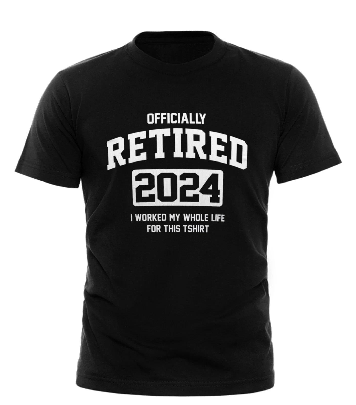 Officially Retired 2024 T Shirt Funny Retirement Him Gifts for Grandad Dad Mens M