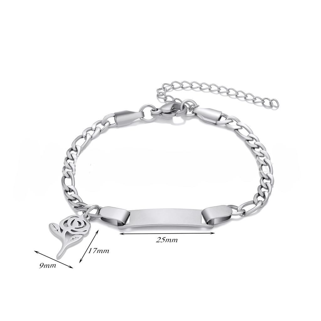 Custom Name Couple Bangle For Women Laser Engraved Letter Words Stainless Steel Figar Link Chain Personalized Bangle