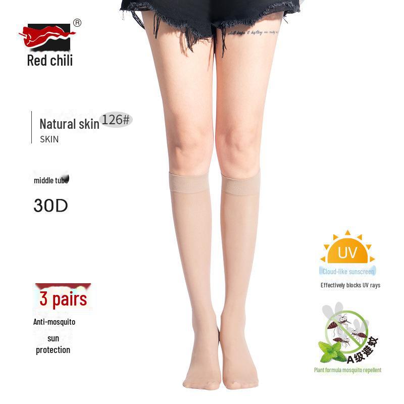 Red Pepper Fashion Mid-Tube Velvet Stockings: Breathable, Thin, Sexy Calf Socks for Women