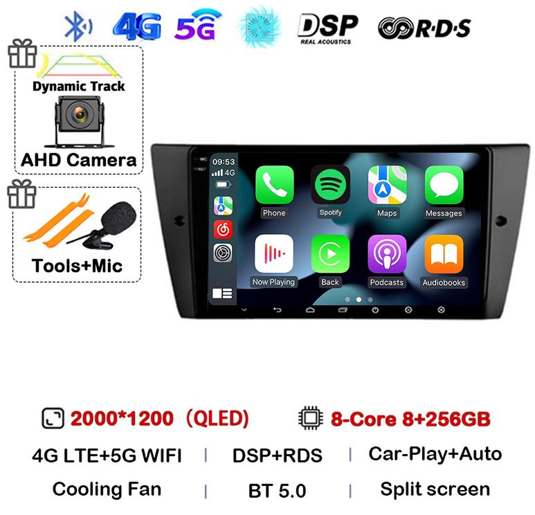 Android 14 Wireless Carplay Auto Car Radio For BMW E90 E91 E92 E93 3 Series Multimedia Stereo Video Player Head Unit GPS WIFI+4G