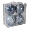 Set of 4 Graphite Christmas Baubles with Glitter