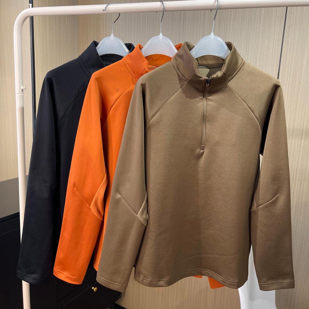 2026 Unisex Classic Stand Collar Half-Zip Long Sleeve Tee L