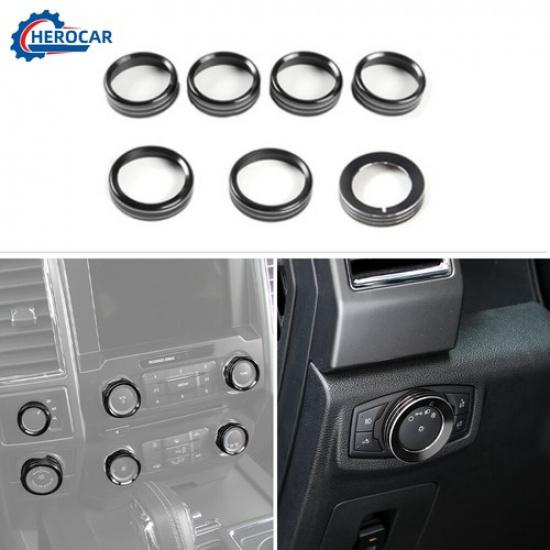 Headlight/4WD/Air Conditioner Switch Knob Trim Cover Ring For F150 XLT Black