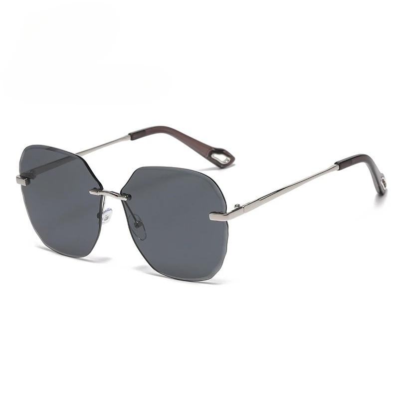 Frameless Vintage Gradient Sunglasses Fashion Rimless Big Frame Women Sunglasses Trendy Outdoor Anti-ultraviolet Eyewear Unisex