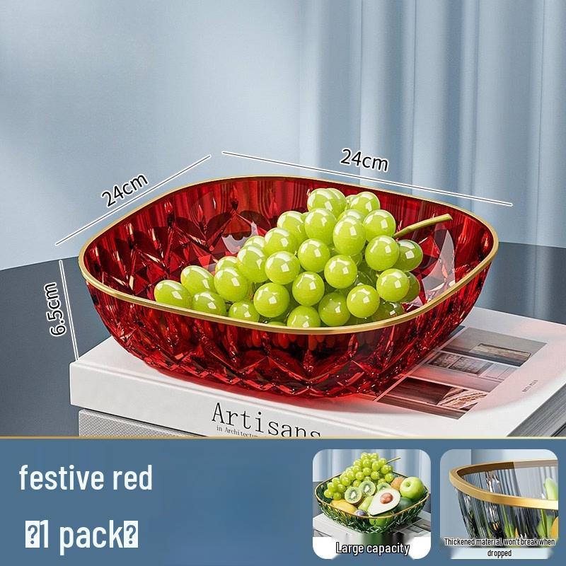 Festive Red Ceramic Fruit Plate