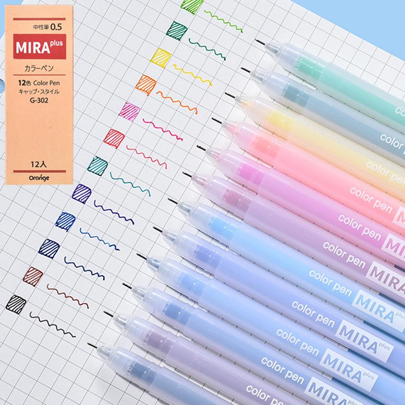 24/12PCS/Box Color Gel Pen Refill Kit Kawaii 05mm Candy Colors Ballpoint Pens Student Office Writing Pens School Stationery