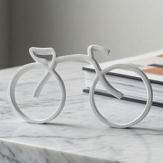 2 Stück 3D-gedruckte abstrakte Fahrradfigur Minimalistische moderne Fahrradstatue Skulptur Heim-Büro Bücherregal Schreibtischdekoration
