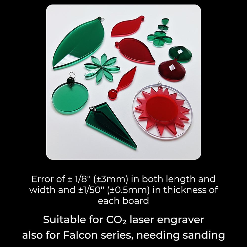 Creality 8x8x18"" Üç Renkli Şeffaf Akrilik Levhalar 10 adet CO2 lazer gravür makineleri için uygundur