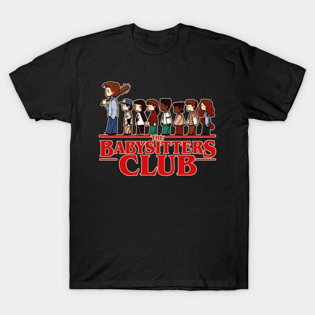 

Men Black Print T-shirt Stranger Things Babysitters Club No-Cut Transfer Paper Print Cotton Tshirt 4XL чёрный