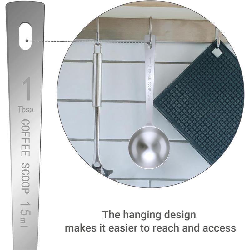 

ABJI-8Pcs Coffee Scoop Spoon - 1 Tablespoon Measuring Spoon, 15ML Stainless Steel Coffee Spoons, Long Handle Measuring Scoop срібний