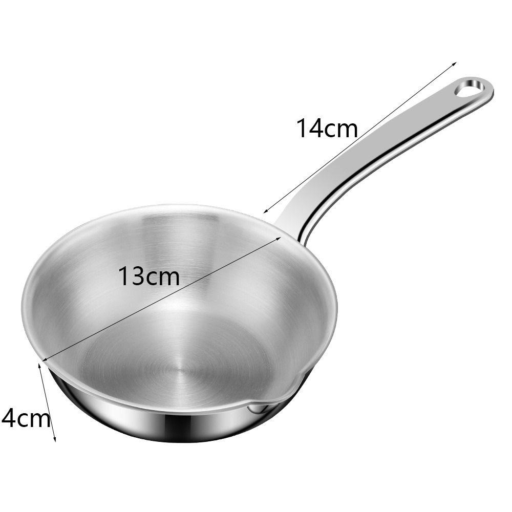 13cm Stainless Steel Frying Egg Pan Diversion Port Breakfast Cooking Pot Oil Splashing Pan  Sauces
