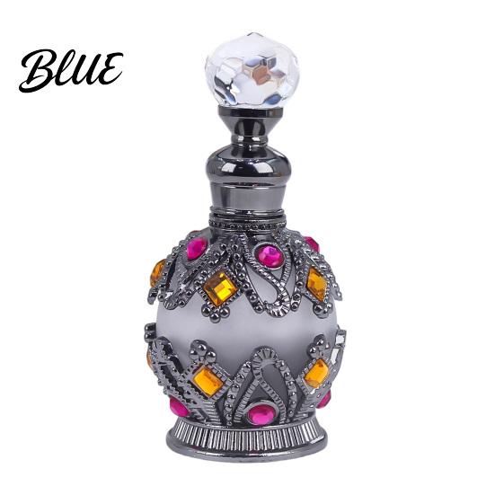 Flacone Profumo Ricaricabile 15ML Flacone Lusso Vintage Olio Essenziale & Fragranza Contenitore Profumo Vuoto in Vetro Stile Arabo di Dubai per Viaggio Compatto