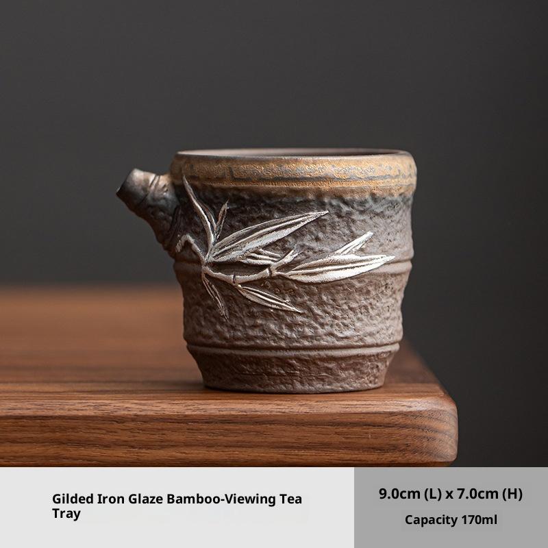 

Vintage Raw Mineral Coarse Pottery Gong dao Cup Tea Divider Tea Ceremony Accessories Gilded Iron Glaze Tea Sea Uniform Cup