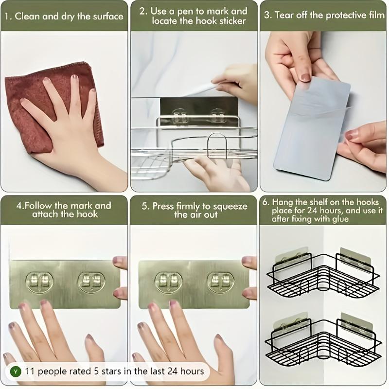 1/2pcs Bathroom Shelf, Shower Caddy Rack, Bathroom Kitchen No Punching Triangle Storage Rack, Shower Shelf, Shampoo Storage Rack Holder