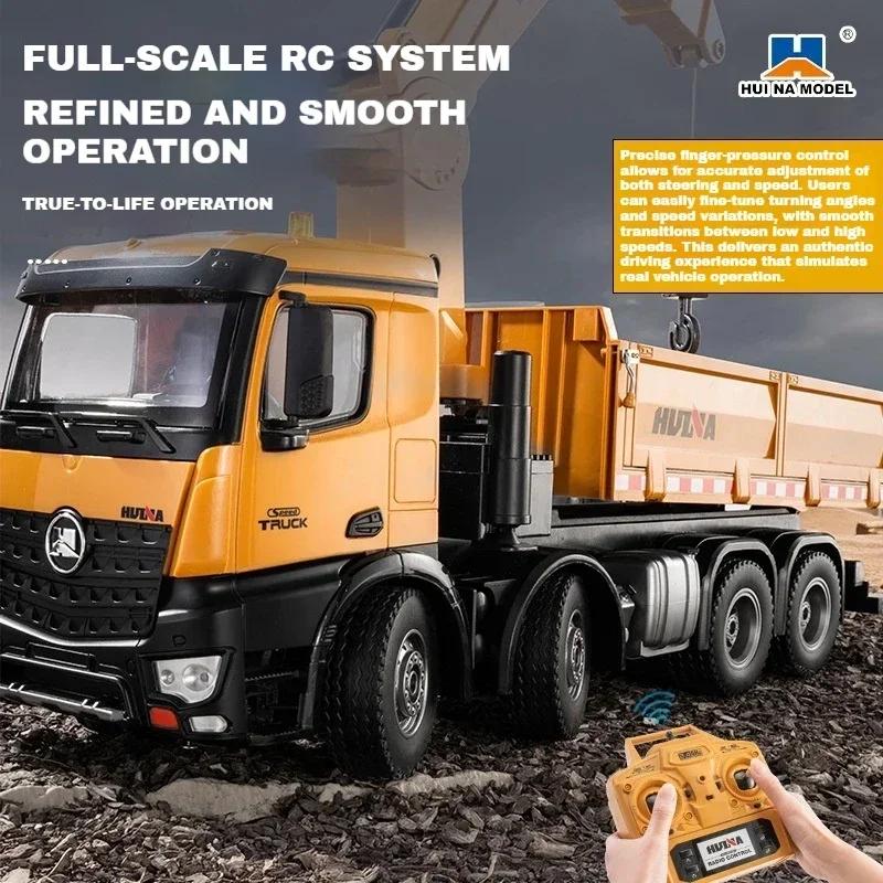 HUINA 1538 Large Alloy RC Dump Trucks Crane 1/14 26CH 2.4G Remote Control Cranes with Wood Grab Engineering Truck Car Toy Gifts