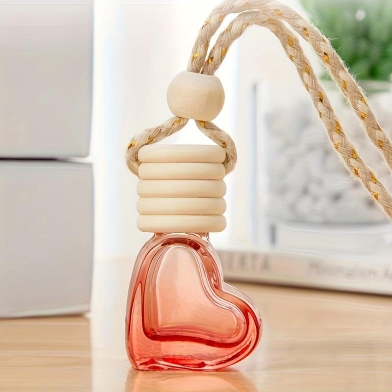 0.2oz Car Aromatherapy Pendant Bottle Heart Design Empty Clear Diffuser Bottle Refillable Essential Oil Hanging Ornament Gift