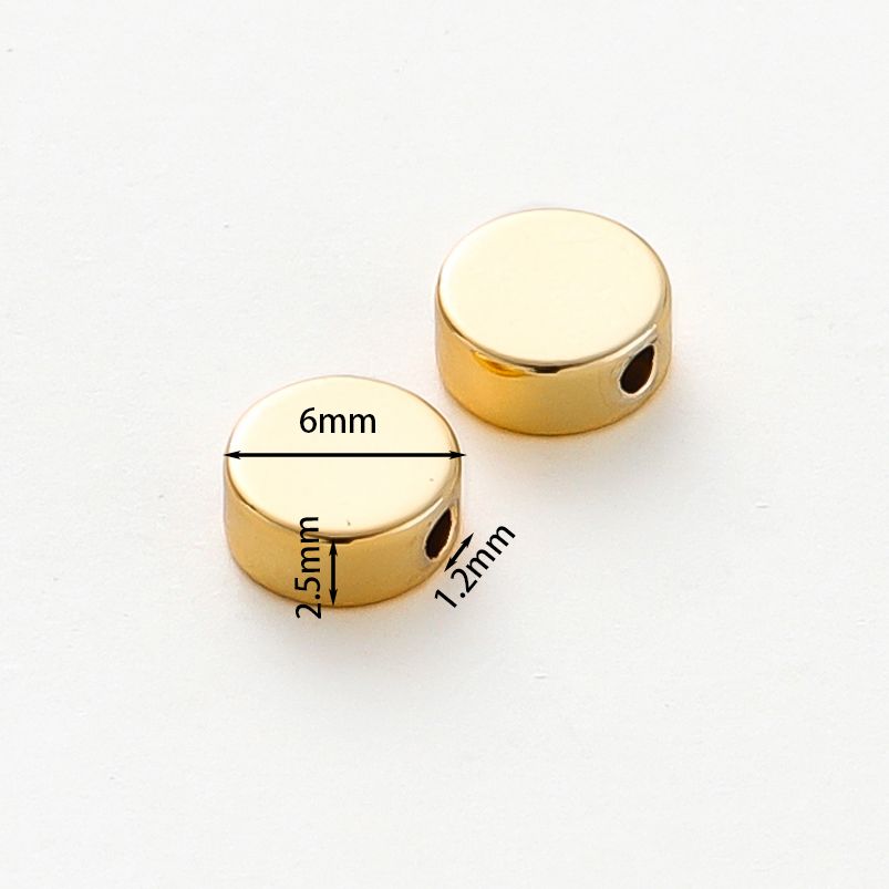 20pcs/bag 14K 18K Gold Color Plated Flat Round Necklace Spacer Beads Bracelet End Loose Beads For DIY Jewelry Making Supplies