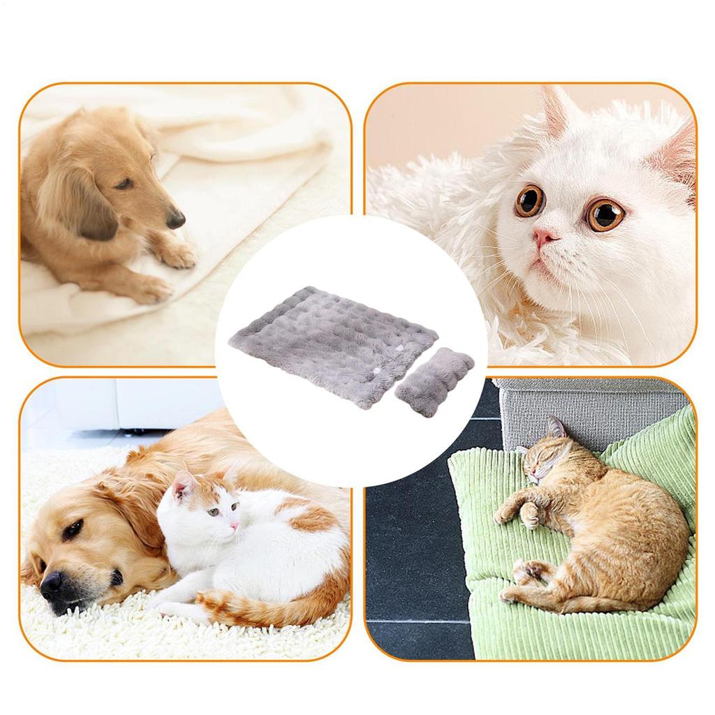 Cat Sleeping Mat with Detachable Pillow Washable winter Warming Sleeping Pad Pet Supplies for Indoor Puppy Kitten