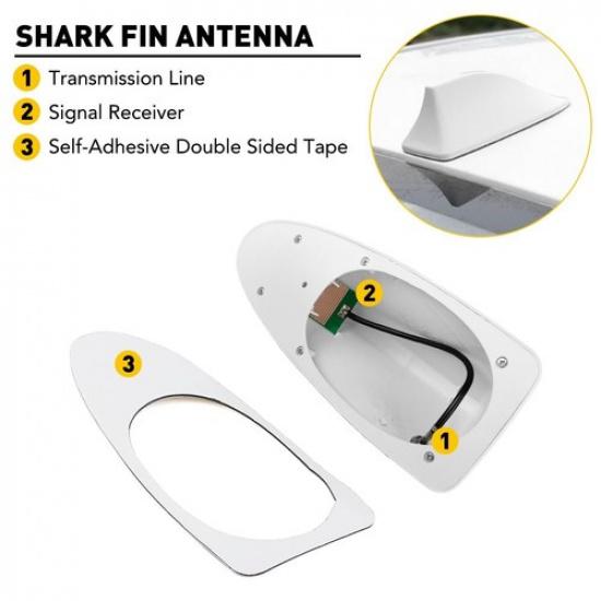 White Pearl Shark Fin Roof Antenna Aerial FM/AM Radio Signal Decor Universal EXV