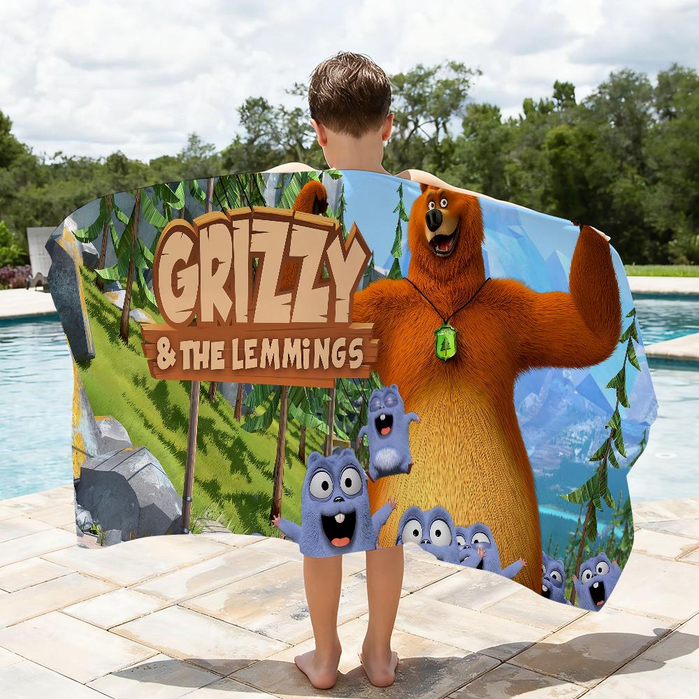 Cartoon G-Grizzy and the L-Lemmings Towel Shower Sauna Travel Spa Quick Dry Gym Accessories Soft Large Beach Towels