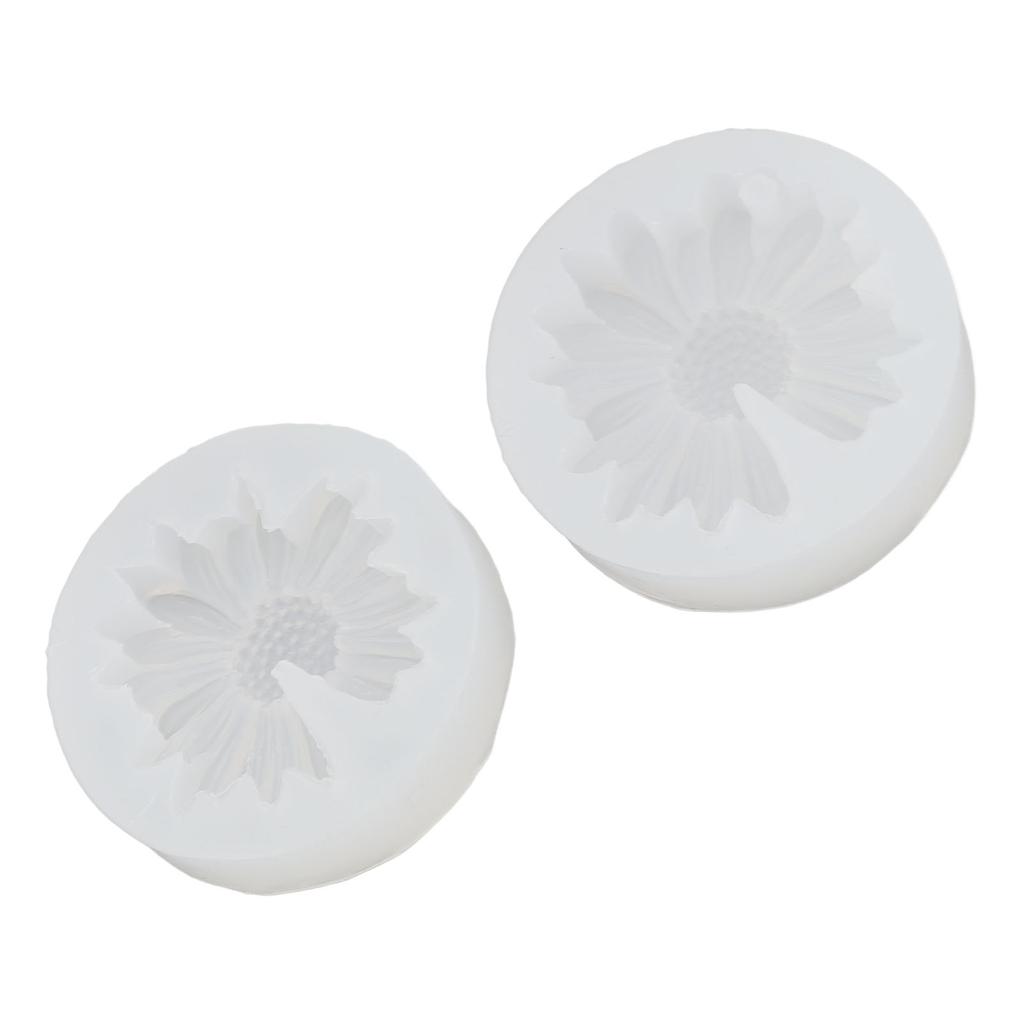 2Pcs Daisy Silicone Chocolate Molding Chrysanthemum Flower Fondant for Cake Decoration Polymer Clay