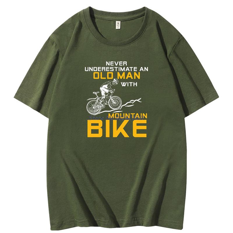 Mens Never Underestimate An Old Man With A Mountain Bike T Shirt Bicycle Cotton Summer Harajuku Short Sleeve Tshirt